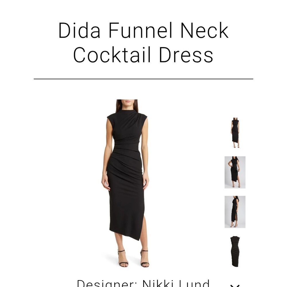 Black, Dida Funnel Neck Cocktail Dress by Nikki Lund